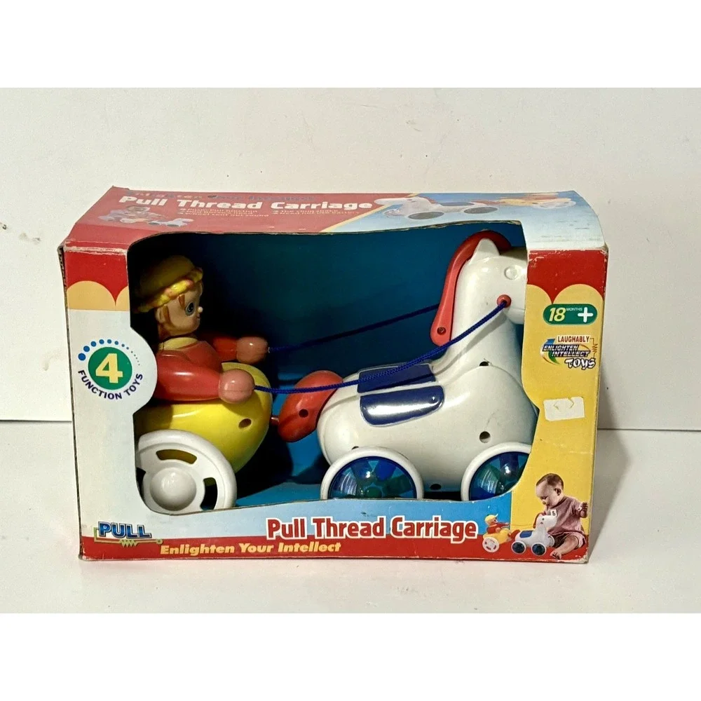 Vintage Pull Along Pony and Carriage Child's Play toy